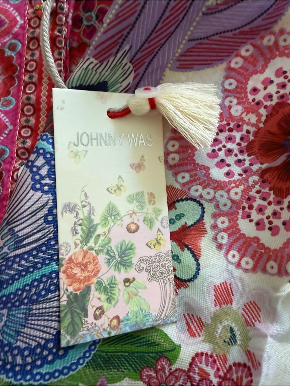 Johnny Was Cream Multicolor Floral Peasant Blouse - Picture 4 of 6